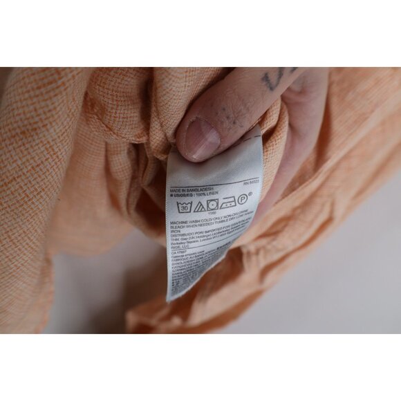 Banana Republic Mens XL Camden Fit Linen Knit Collared Button Down Shirt Orange - Picture 9 of 13